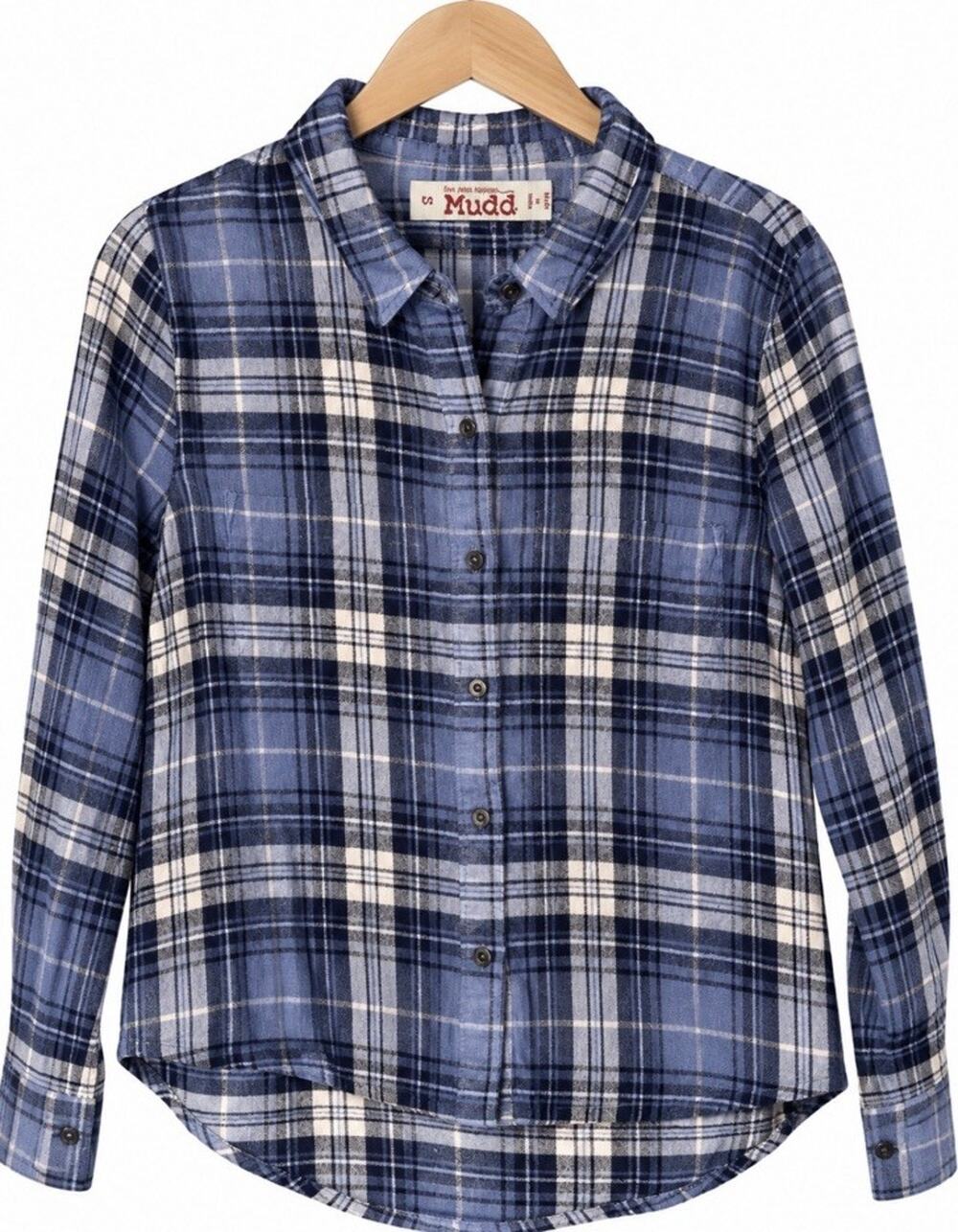 Mudd Y2K Womens Small Blue Plaid Flannel Button Down Shirt Long Sleeve
